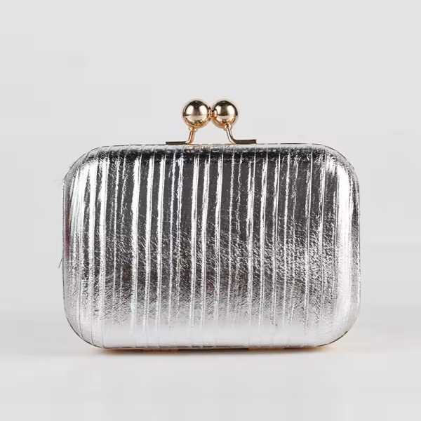 Luxury Gold Pleated Sequins Metal Color Bling Clutch - Image 8