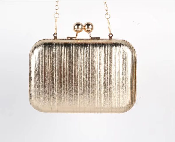 Luxury Gold Pleated Sequins Metal Color Bling Clutch - Image 9