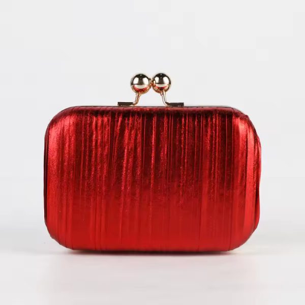 Luxury Gold Pleated Sequins Metal Color Bling Clutch - Image 5