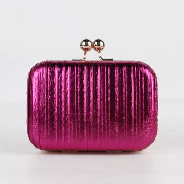 Luxury Gold Pleated Sequins Metal Color Bling Clutch - Image 6