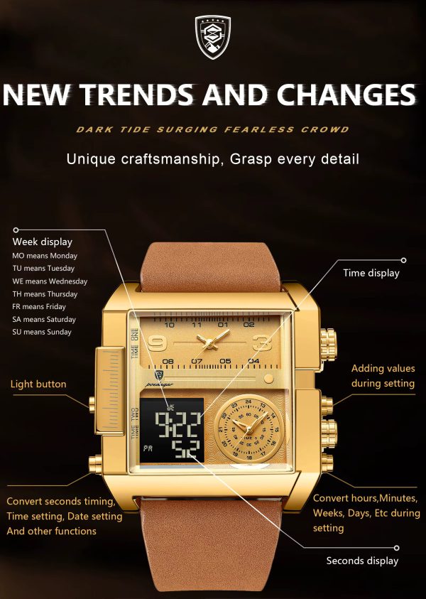 Luxury Luxury Digital Multifunction Quartz Reloj Men's Watches - Image 5