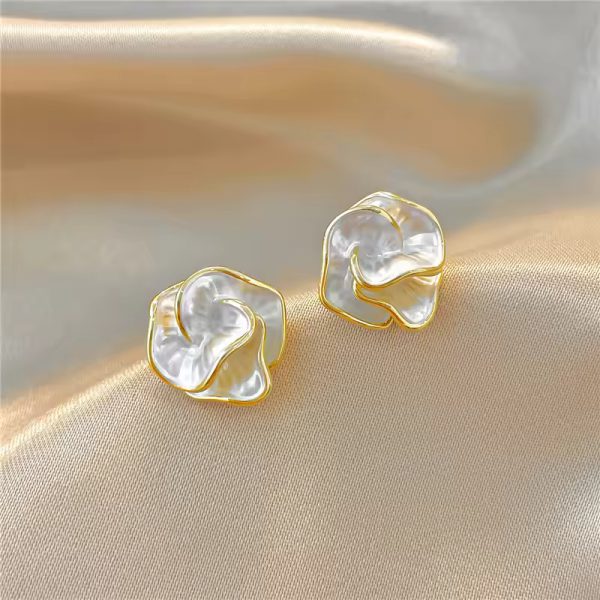 Multi-layers Floral Fashion Folded Unique Design Flower Stud Earrings - Image 2