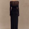 Off-shoulder Fashion Hollow Out Strapless Long Sleeve Ruched Long Dress - Image 4
