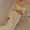 Off-shoulder Fashion Hollow Out Strapless Long Sleeve Ruched Long Dress - Image 5
