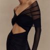 Off-shoulder Fashion Hollow Out Strapless Long Sleeve Ruched Long Dress - Image 6