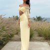 Off-shoulder Fashion Hollow Out Strapless Long Sleeve Ruched Long Dress - Image 7