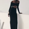 Off-shoulder Fashion Hollow Out Strapless Long Sleeve Ruched Long Dress - Image 8