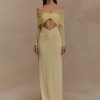 Off-shoulder Fashion Hollow Out Strapless Long Sleeve Ruched Long Dress - Image 9