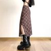 Plaid Print Wrap Hips Skirts Fashion Ankle-Length Slim Pencil Skirts - Image 11