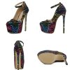 Platform Pumps Round Toe Buckle Strap Super High Heels Stilettos - Image 3