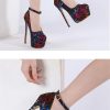 Platform Pumps Round Toe Buckle Strap Super High Heels Stilettos - Image 4