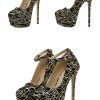 Platform Pumps Round Toe Buckle Strap Super High Heels Stilettos - Image 7