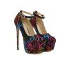 Platform Pumps Round Toe Buckle Strap Super High Heels Stilettos - Image 8