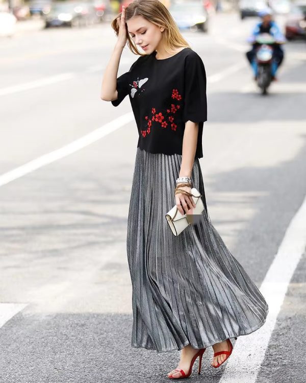 Pleated Fashion High Waist Harajuku Large Swing Long Skirts