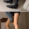 Pointed Punk Style Belt Buckle Pullback PU Short Boots - Image 3