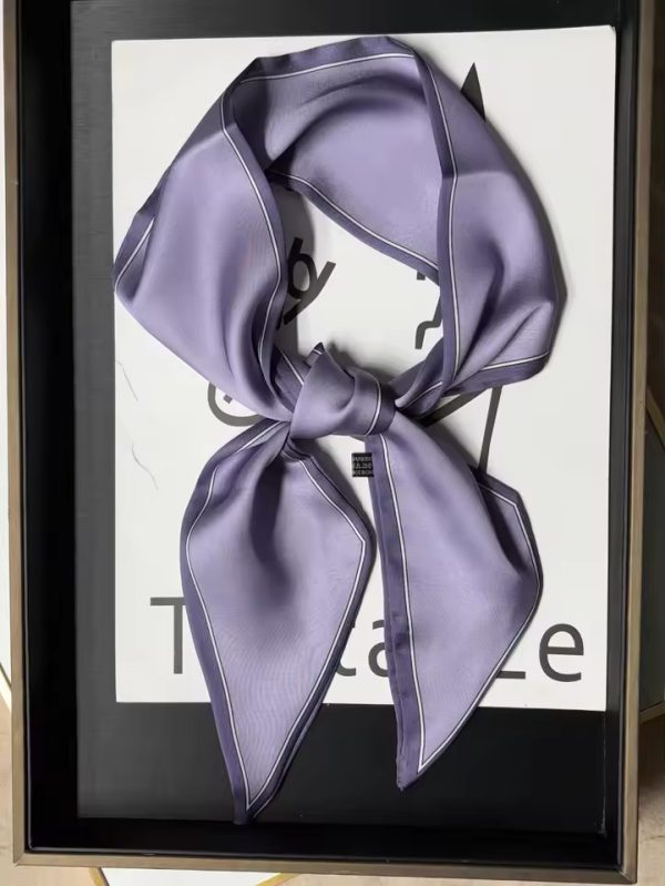 Silk Skinny Headscarves with Floral Print for Hair and Neck Styling - Image 2