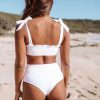 Solid Color Fashion High Waist And High Cut Bikini Sets - Image 2