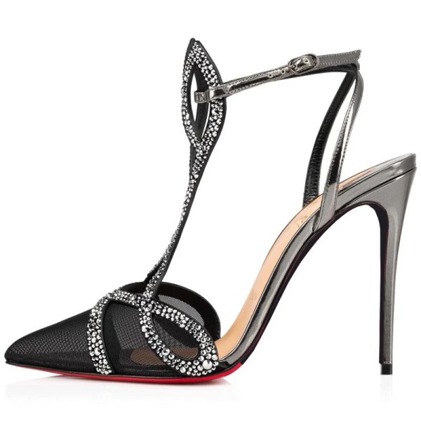 Stylish Patent Leather Stiletto Buckle High Heel Sandals - Image 2