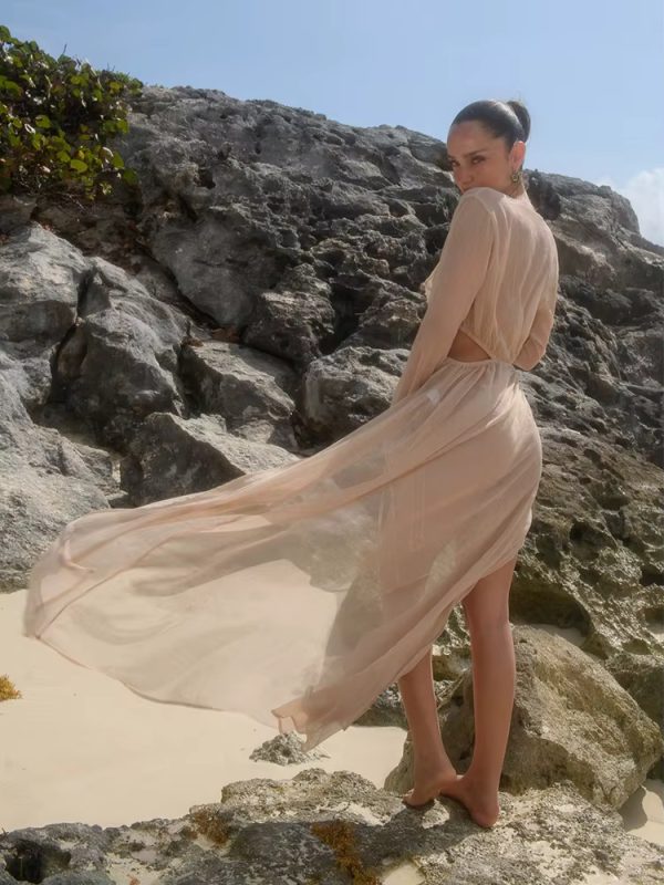 Tie Dye Beach Wrap Summer Cover Up Dress - Image 3