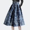 Vintage Floral Print High Waist Ball Gown A-line  Knee-Length Long Skirts - Image 2
