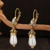 Vintage Inlay Pearls Fashion Dangle Earrings