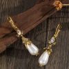 Vintage Inlay Pearls Fashion Dangle Earrings - Image 2