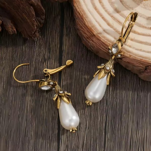 Vintage Inlay Pearls Fashion Dangle Earrings - Image 3