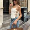 Camisole Square Collar Irregular Hollow Out Fashion Lace-Up Puss Cross Backless Top - Image 4