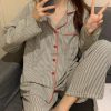 Cardigan Striped Fashion Long Sleeve Loose Pajamas 2PCS Set - Image 5