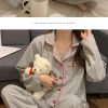 Cardigan Striped Fashion Long Sleeve Loose Pajamas 2PCS Set - Image 7