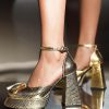 Casual Gold Metallic Round Toe With Bow Anlle Strap Pumps - Image 10