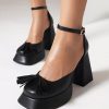Casual Gold Metallic Round Toe With Bow Anlle Strap Pumps - Image 3
