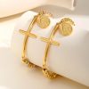 Casual Oval Plate Stainless Steel  Cross St. Benedict Waterproof Bracelet - Image 3