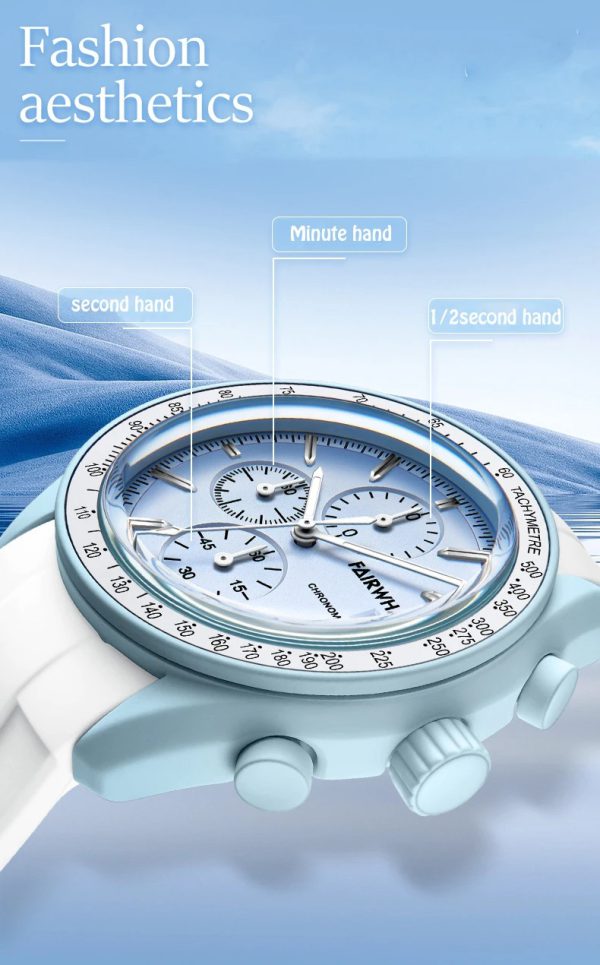Casual Rubber Strap Fashion Multifunction Quartz Couple Wristwatch - Image 3
