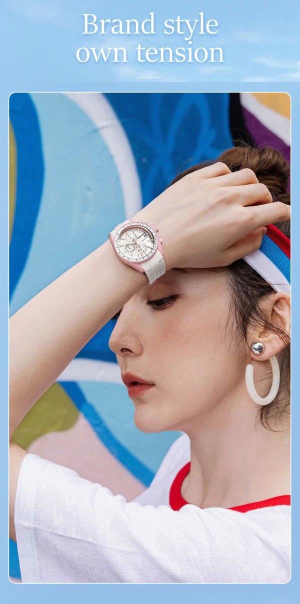 Casual Rubber Strap Fashion Multifunction Quartz Couple Wristwatch