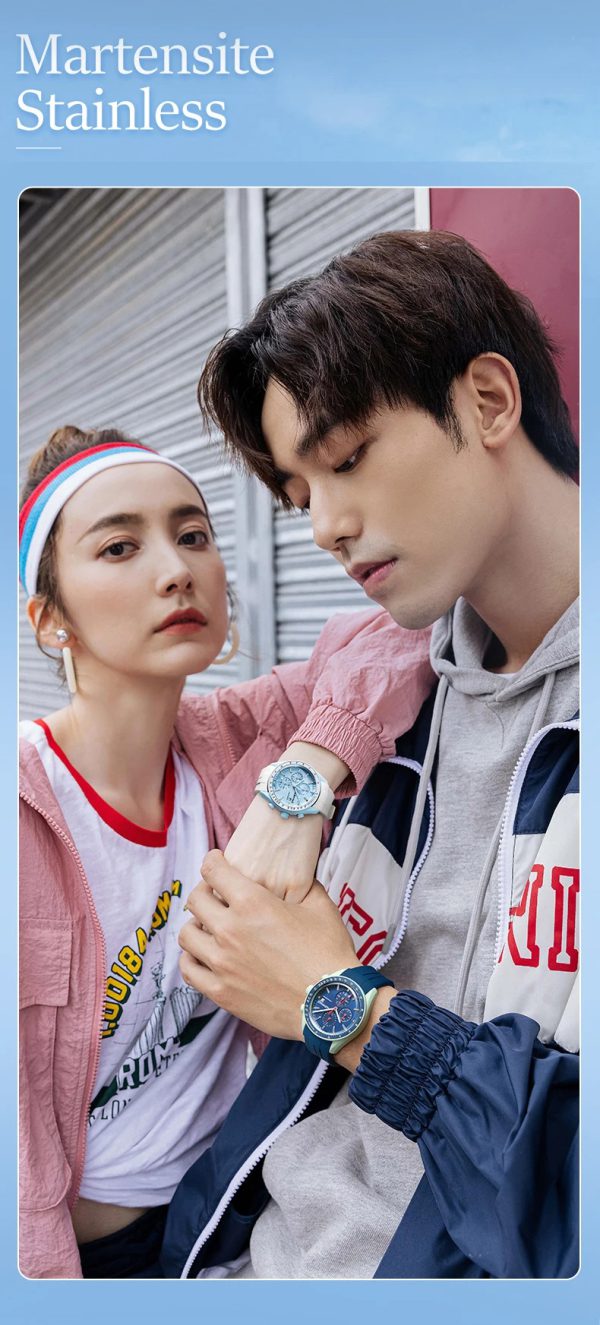 Casual Rubber Strap Fashion Multifunction Quartz Couple Wristwatch - Image 9