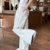 Casual Straight-leg Design Lace Wide-leg Pants