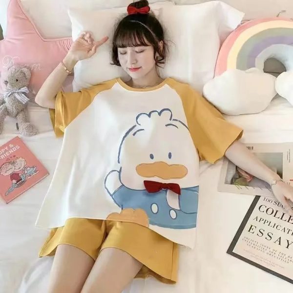 Casual Thin Section Short-Sleeved Loose Two-Piece Pajamas Set - Image 10