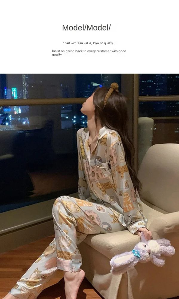 Casual cartoon Print Long Sleeve Long Trousers nightwear - Image 2