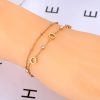 Double-layer Charm  CZ Crystal Flower Chain  Bohemia Stainless Steel Bracelets
