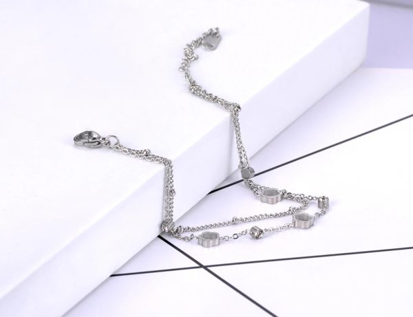 Double-layer Charm  CZ Crystal Flower Chain  Bohemia Stainless Steel Bracelets - Image 6