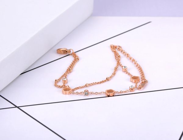 Double-layer Charm  CZ Crystal Flower Chain  Bohemia Stainless Steel Bracelets - Image 7