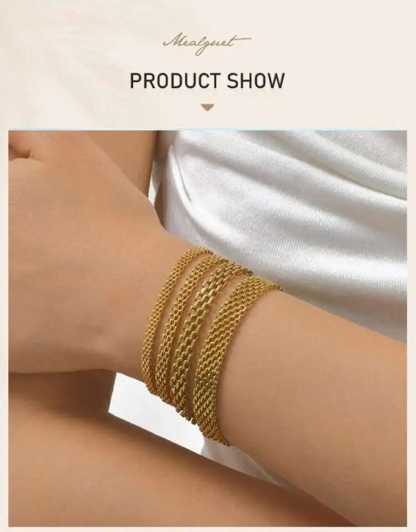 Durable Gold Mesh Chain Bracelet Non Tarnish Design - Image 7