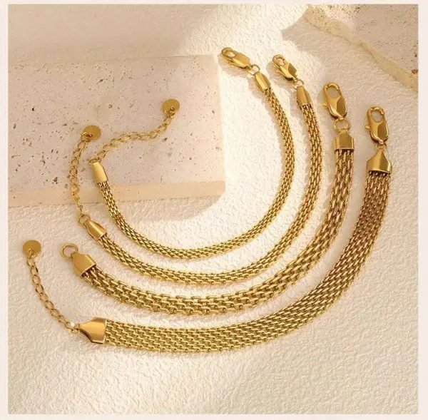 Durable Gold Mesh Chain Bracelet Non Tarnish Design - Image 5
