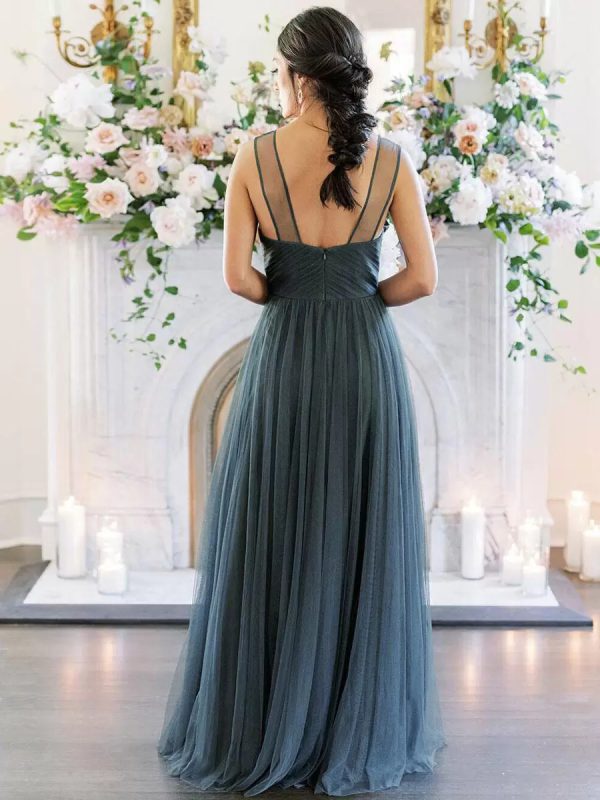 Elegant A-Line Sweetheart Neck Sleeveless Floor-Length Single Thread Bridesmaid Dresses - Image 8