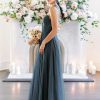 Elegant A-Line Sweetheart Neck Sleeveless Floor-Length Single Thread Bridesmaid Dresses - Image 2