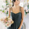 Elegant A-Line Sweetheart Neck Sleeveless Floor-Length Single Thread Bridesmaid Dresses - Image 3