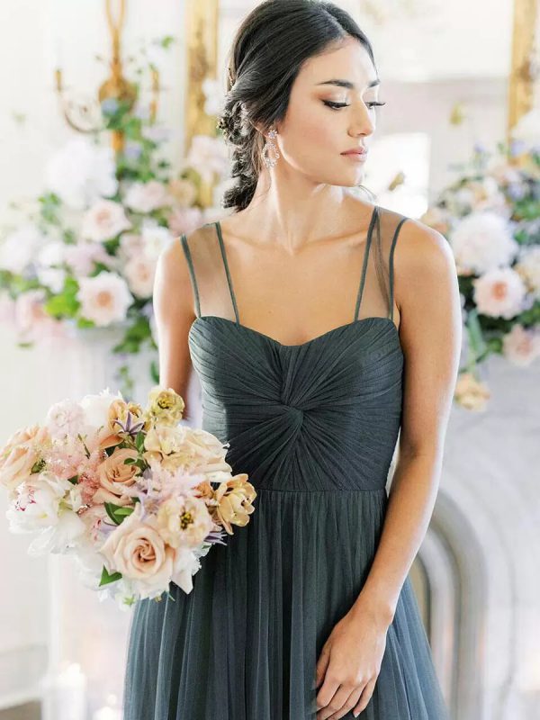 Elegant A-Line Sweetheart Neck Sleeveless Floor-Length Single Thread Bridesmaid Dresses - Image 3