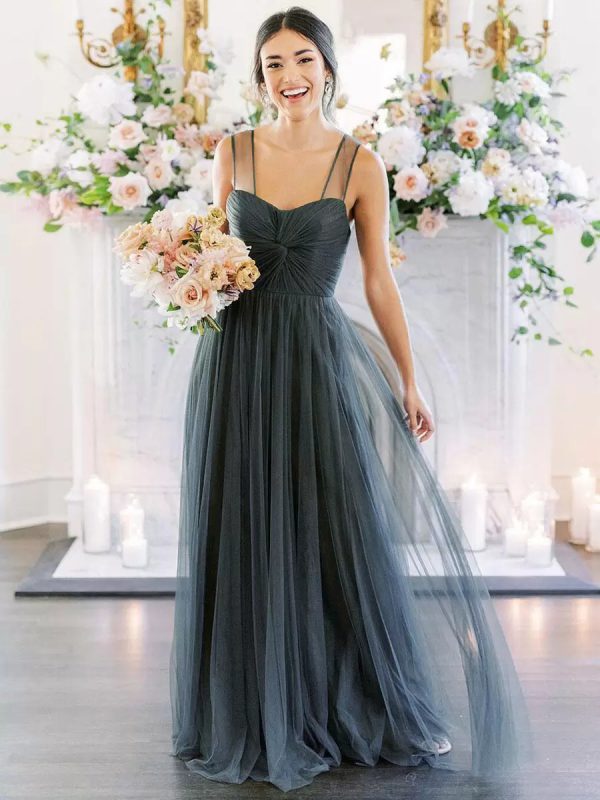 Elegant A-Line Sweetheart Neck Sleeveless Floor-Length Single Thread Bridesmaid Dresses - Image 6