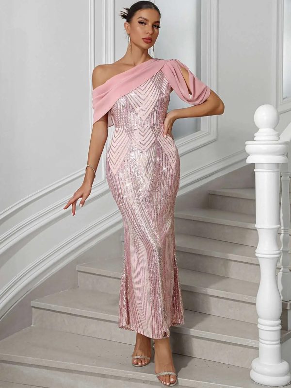 Elegant Chiffon Sequins Backless Long Maxi Dresses - Image 6